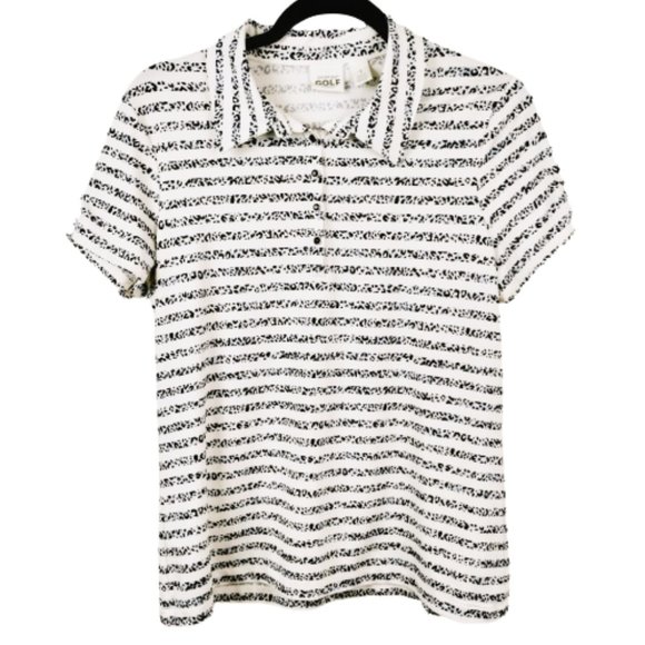 Chico's Tops - Chico's Zenergy Golf Polo Womens Sz 1 Med Black White Soft Short Sleeve Jersey
